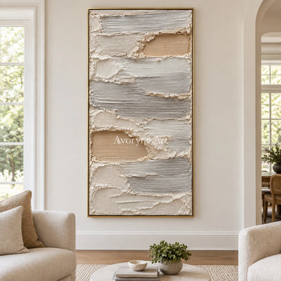 Aven Quiet Strata: Ivory Layered Texture Wall Art — living gold