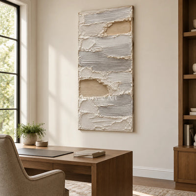 Aven Quiet Strata: Ivory Layered Texture Wall Art — office frameless