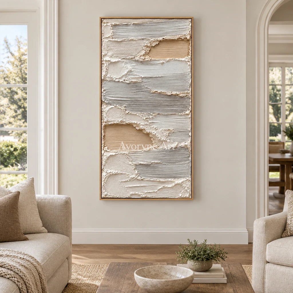 Aven Quiet Strata: Ivory Layered Texture Wall Art — villa wood