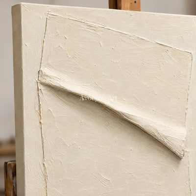 Two Quiet Lines: Ivory Relief Diptych Wall Art — detail easel