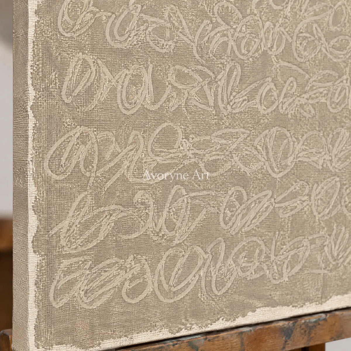 Aster Glimmer: Ivory Script Abstract — detail easel