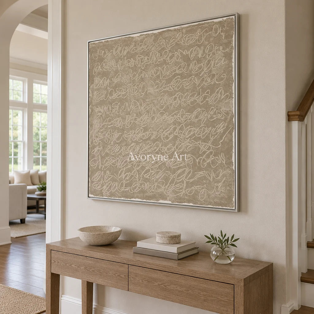 Aster Glimmer: Ivory Script Abstract — entry silver