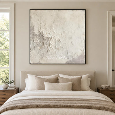 Aster Whisper: Ivory Texture Art — bedroom black