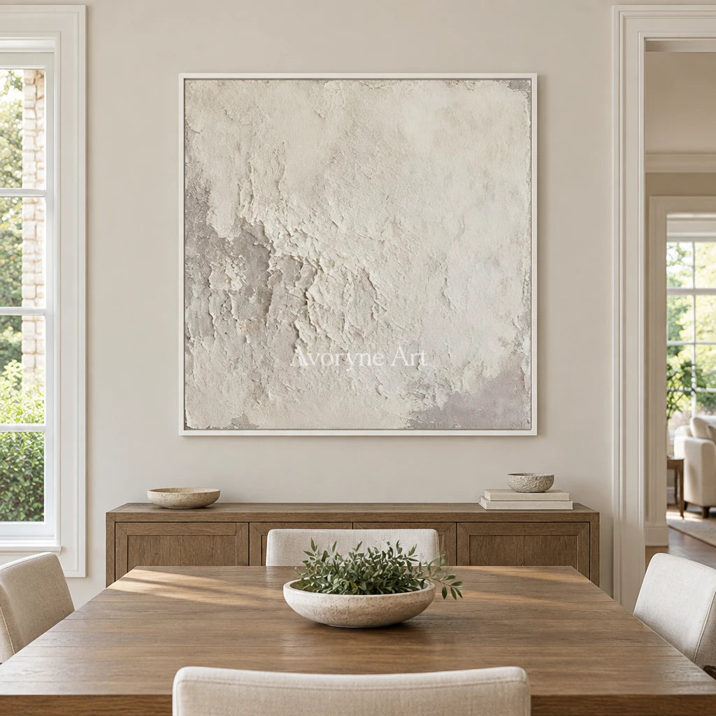 Aster Whisper: Ivory Texture Art — dining white