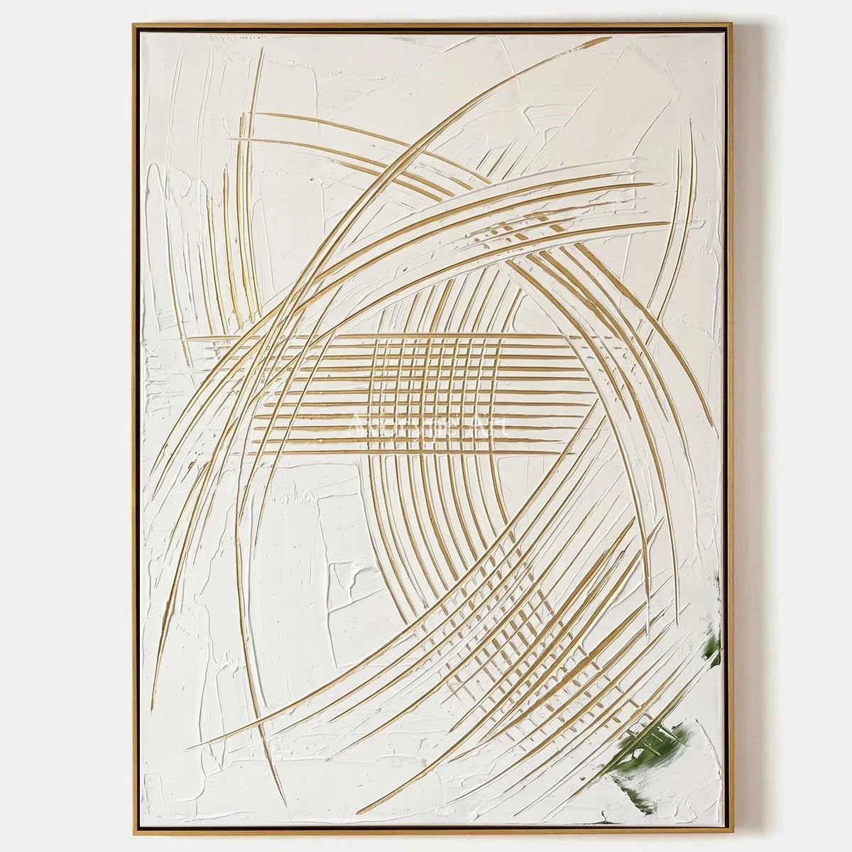 Silver Reverberation, hand-painted linear abstract wall art by Mei Arlen Zhao