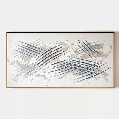 Golden Cadence, hand-painted linear abstract wall art by Mei Arlen Zhao