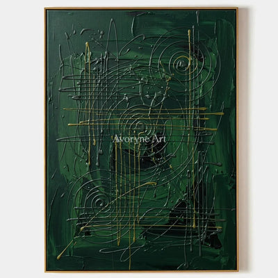 Golden Vista, hand-painted linear abstract wall art by Mei Arlen Zhao