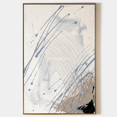 Golden Dialogue, hand-painted linear abstract wall art by Mei Arlen Zhao