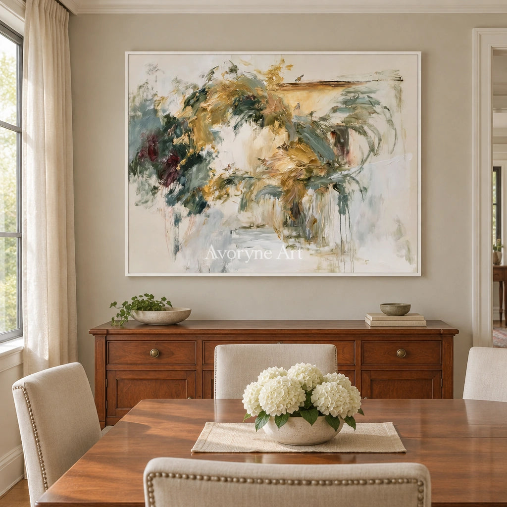 Ivory Painted Drift: Loose Botanical Art — dining white