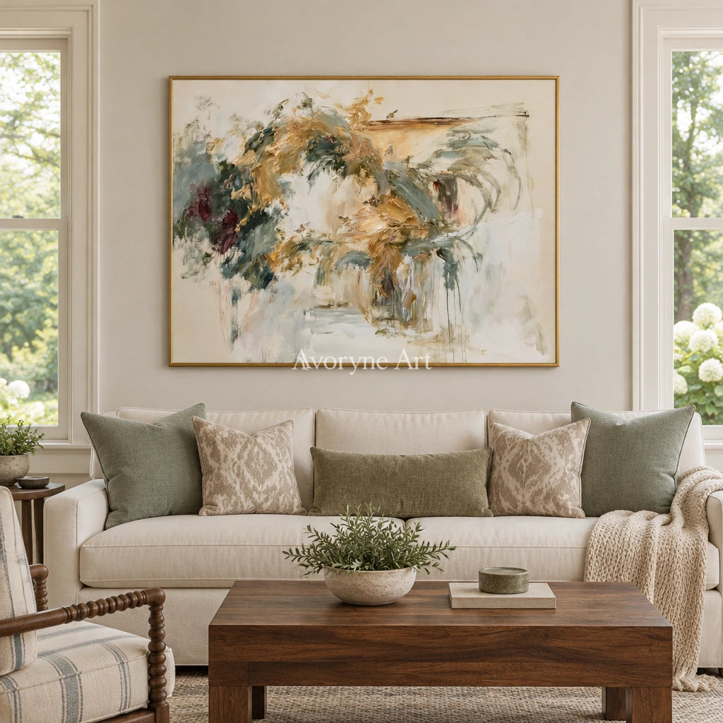 Ivory Painted Drift: Loose Botanical Art — living gold