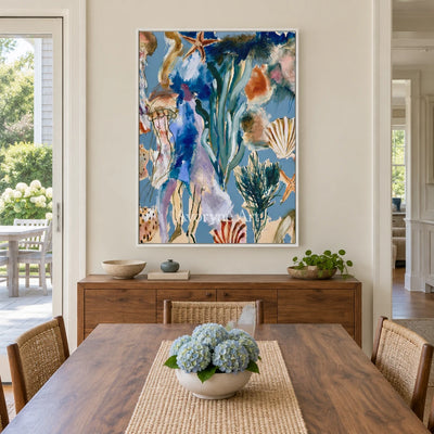 Ivory Painted Solace: Marine Botanical Art — dining white