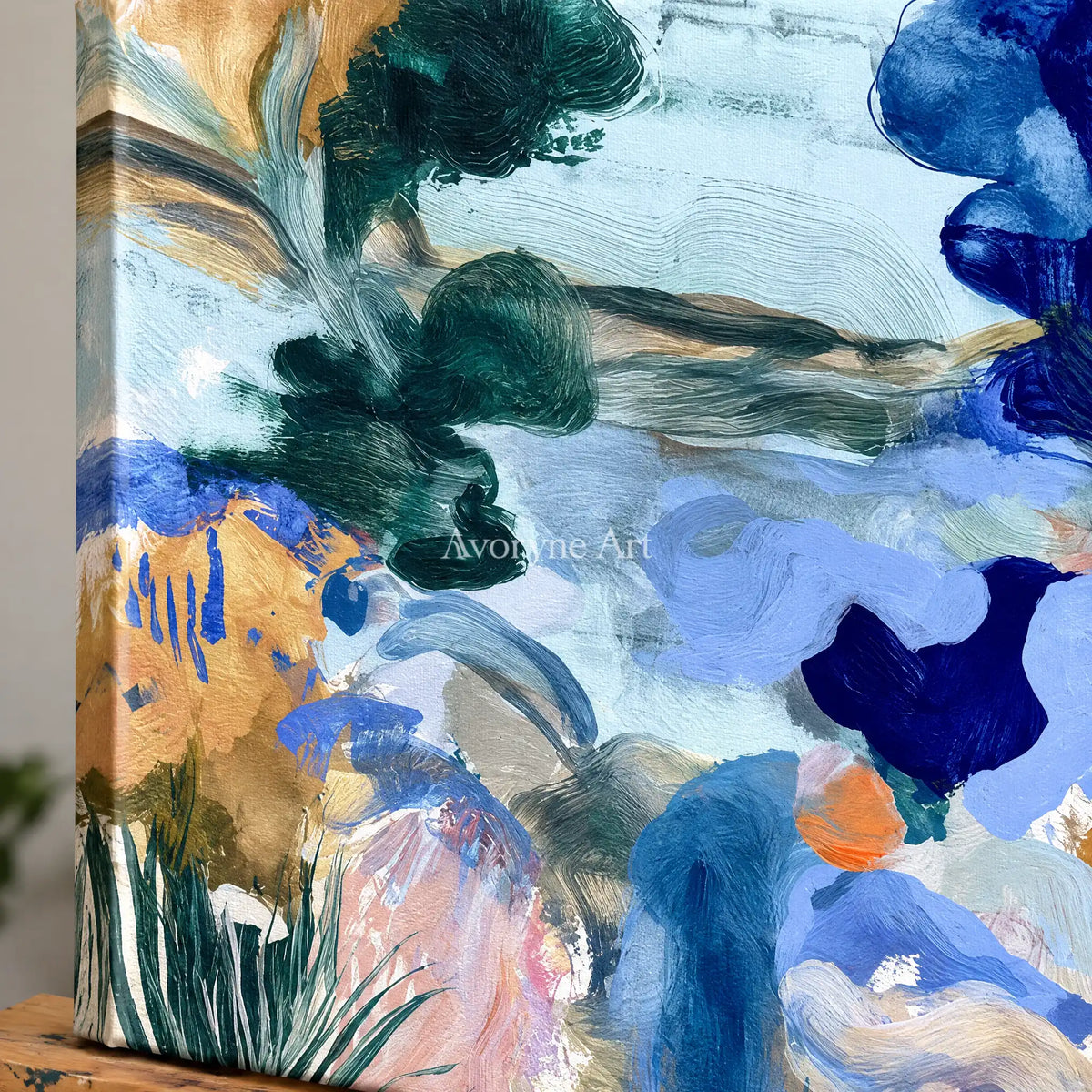 Ivory Painted Sonata: Marine Botanical Art — detail easel