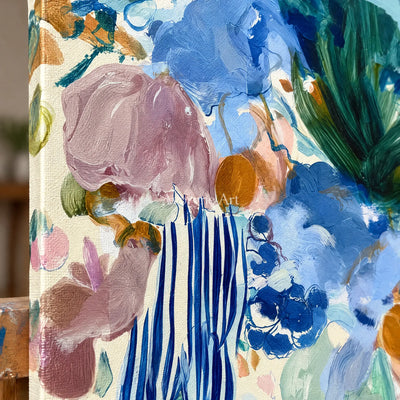Ivory Painted Meadow: Marine Botanical Art — detail easel