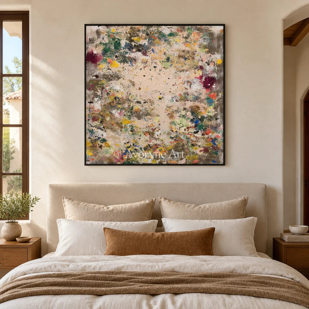 Ivory Painted Passage: Meadow Blossom Art — bedroom black