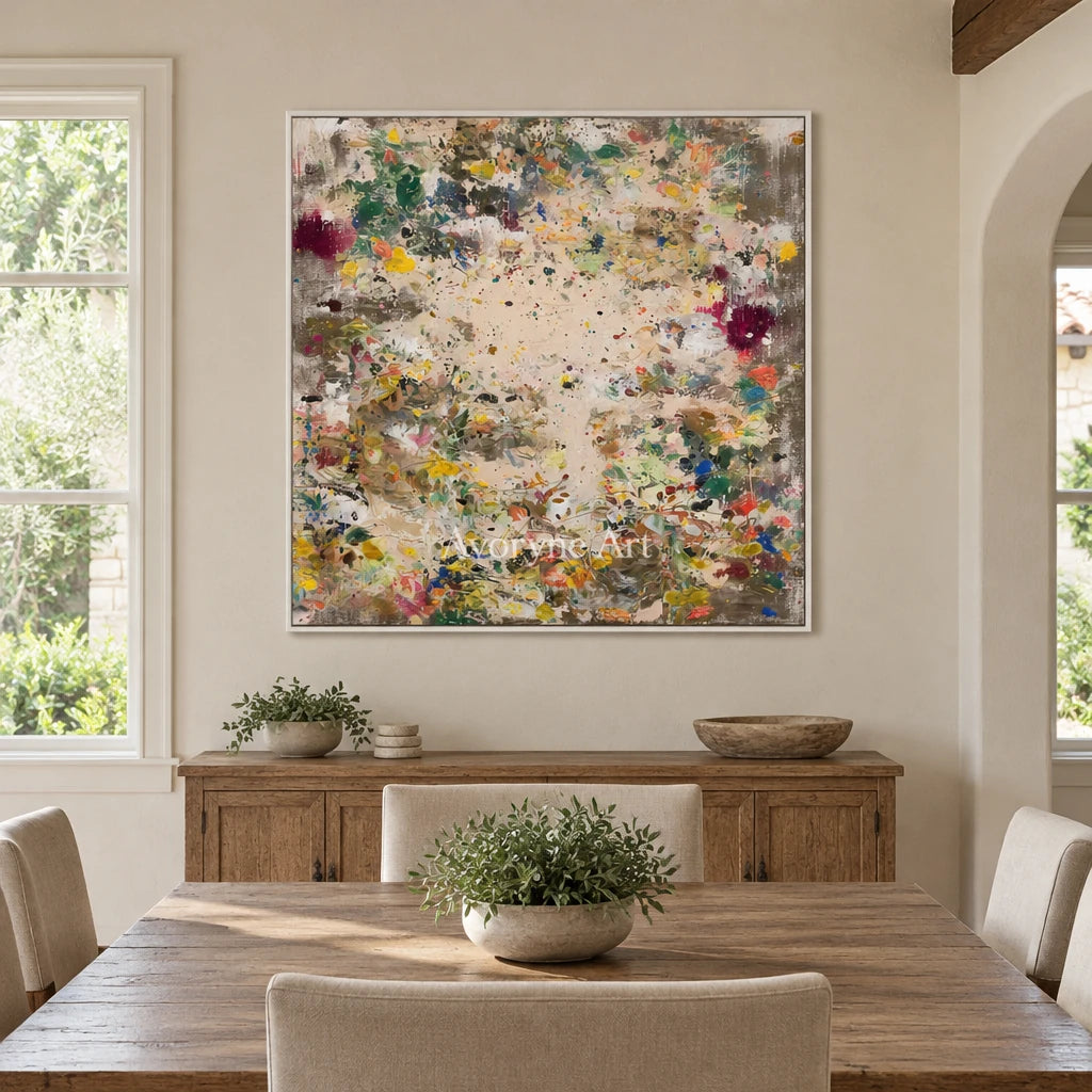 Ivory Painted Passage: Meadow Blossom Art — dining white