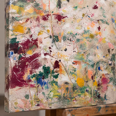 Ivory Painted Rhythm: Meadow Blossom Art — detail easel