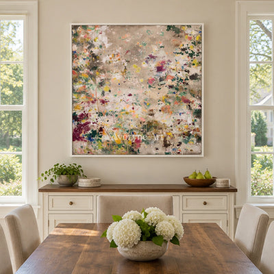 Ivory Painted Rhythm: Meadow Blossom Art — dining white