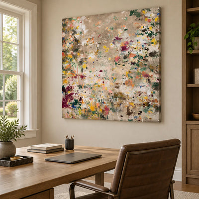 Ivory Painted Rhythm: Meadow Blossom Art — office frameless