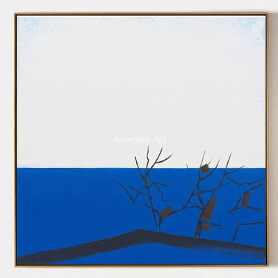 Deep Reverie, hand-painted minimal branch wall art by Mei Arlen Zhao