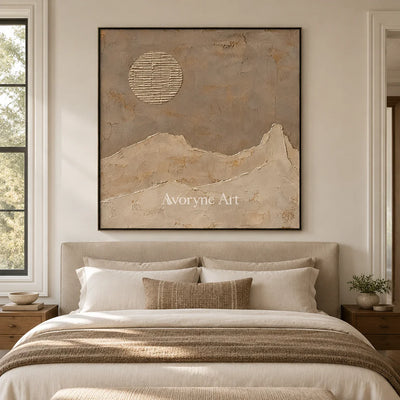 Dune Halo: Minimal Desert Landscape Wall Art — bedroom black