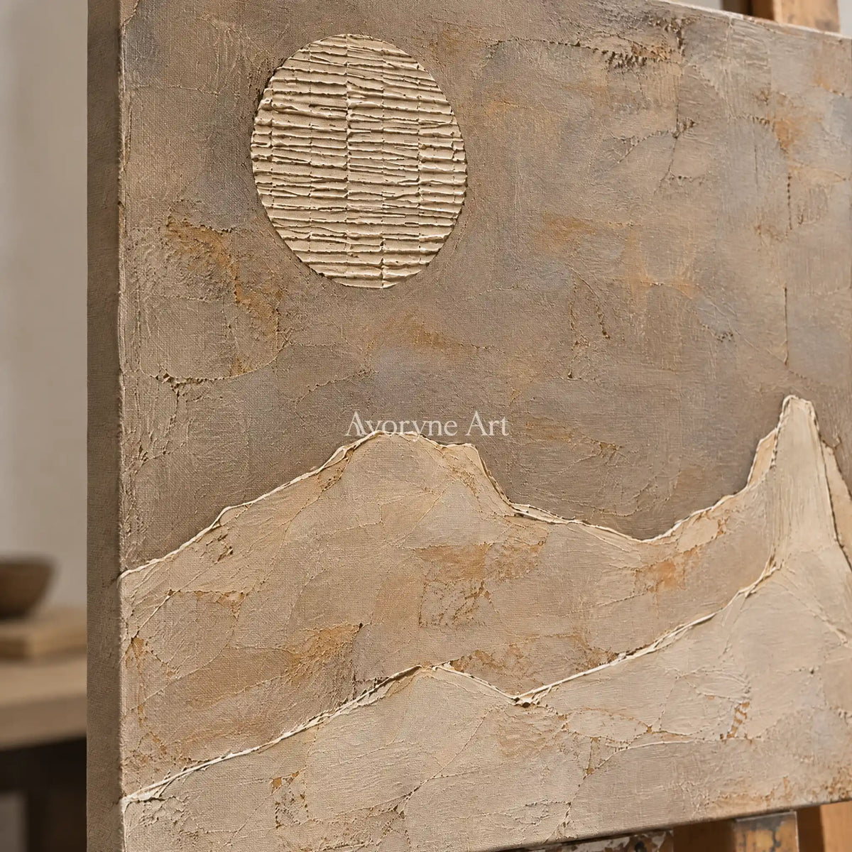 Dune Halo: Minimal Desert Landscape Wall Art — detail easel