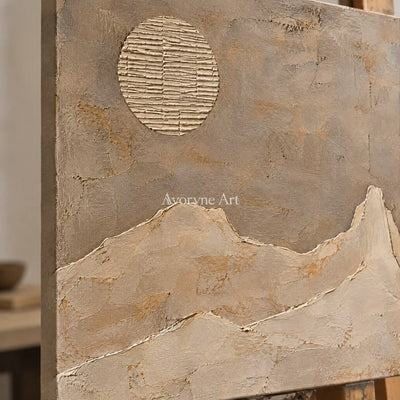 Dune Halo: Minimal Desert Landscape Wall Art — detail easel