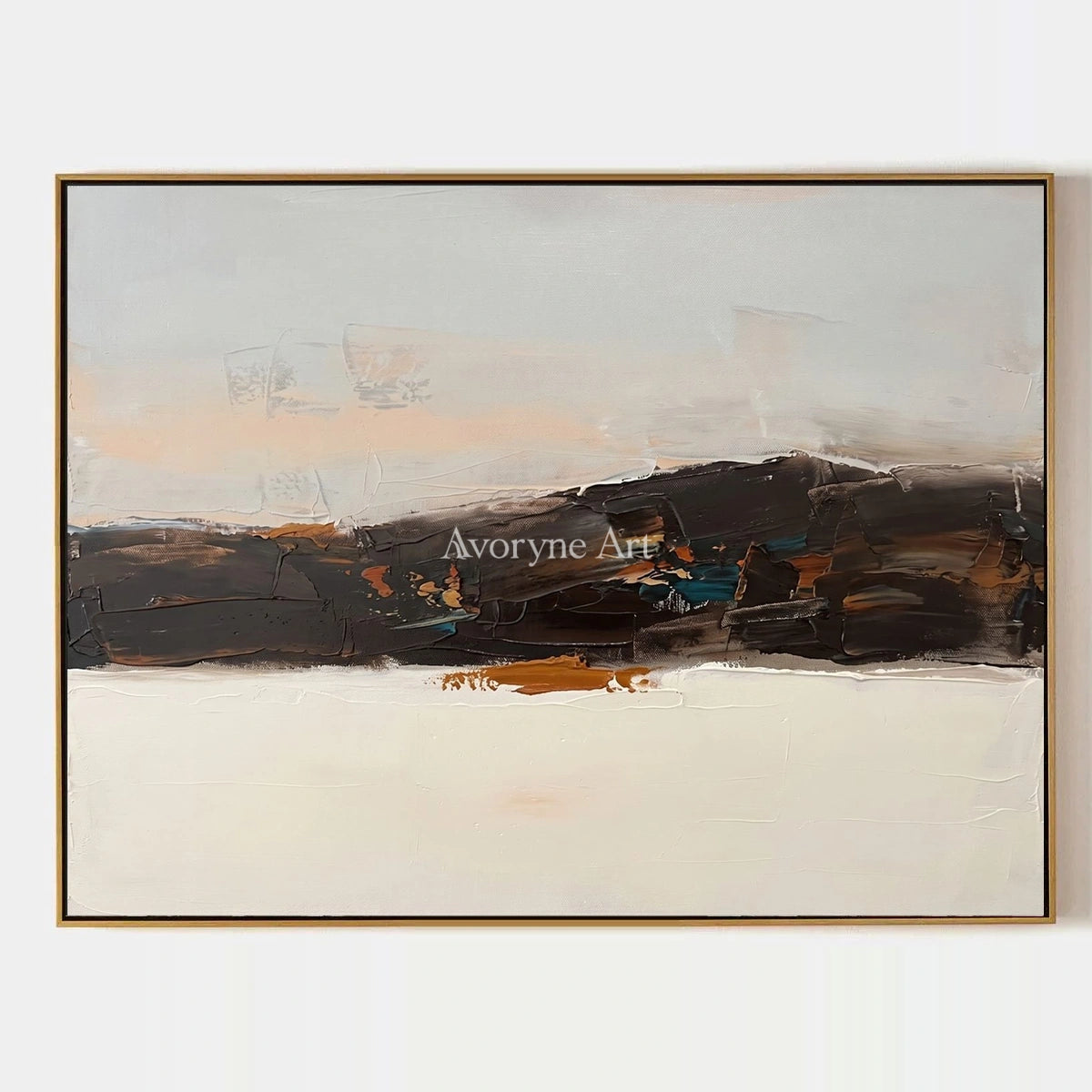 Blue Trace, hand-painted minimal landscape wall art by Camille Fournier