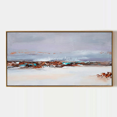 Blue Reverberation, hand-painted minimal landscape wall art by Camille Fournier