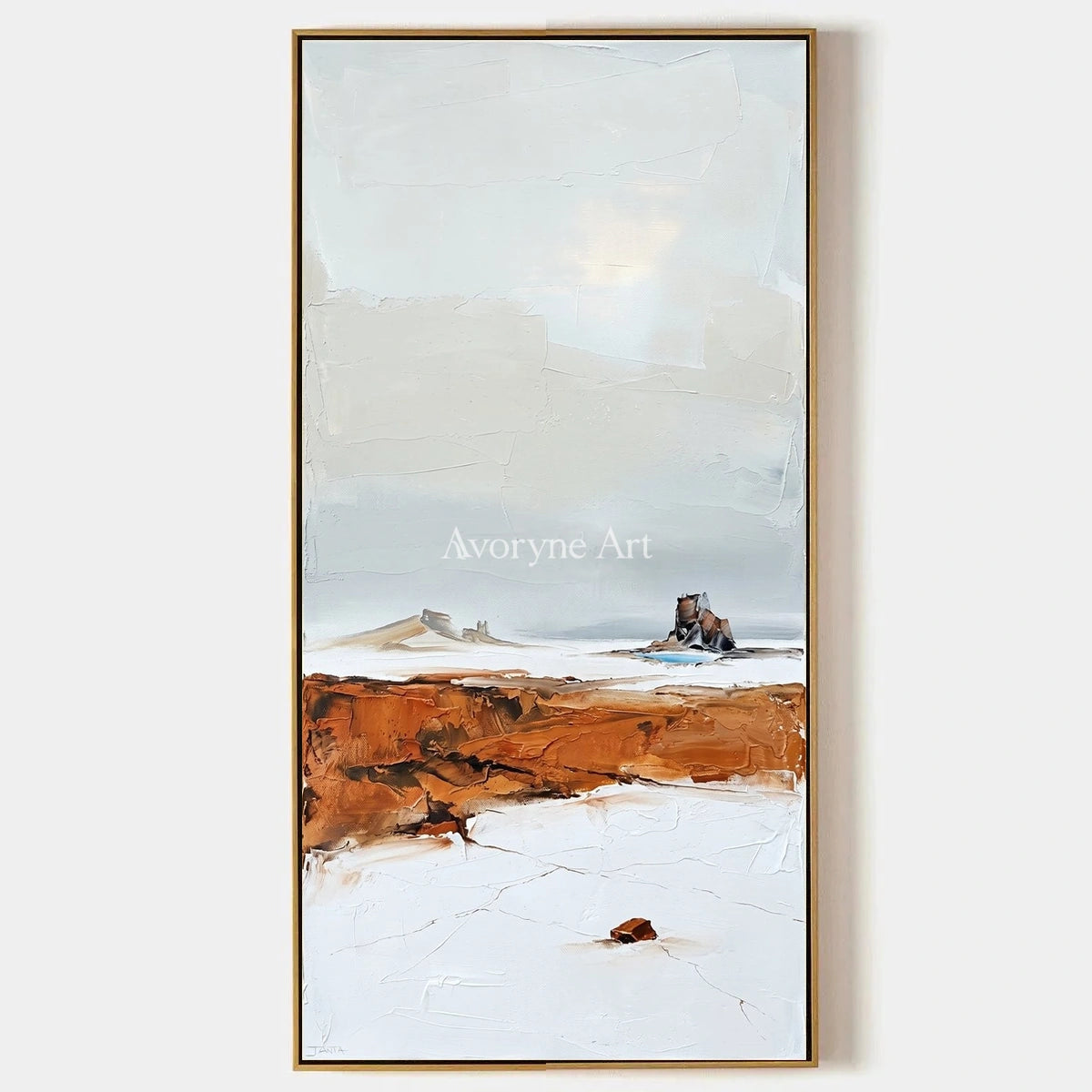 Pale Reverie, hand-painted minimal landscape wall art by Camille Fournier
