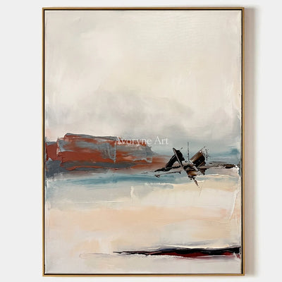 Pale Echo, hand-painted minimal landscape wall art by Camille Fournier