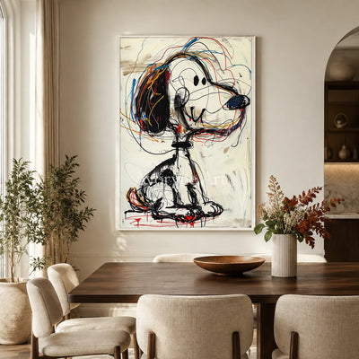 Quiet Gesture: Minimalist Beige Abstract Wall Art - dining room white frame