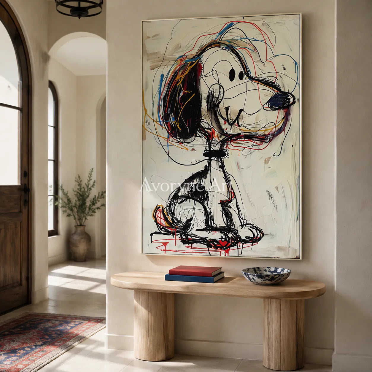 Quiet Gesture: Minimalist Beige Abstract Wall Art - entryway silver frame