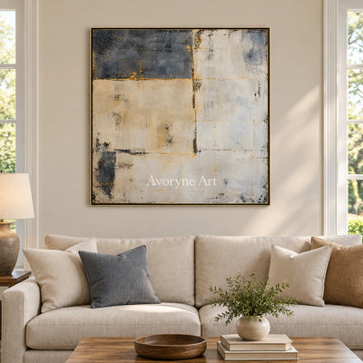 Quiet Masonry: Minimalist Beige Abstract Wall Art — living gold