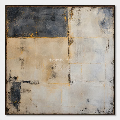 Quiet Masonry: Minimalist Beige Abstract Wall Art — primary