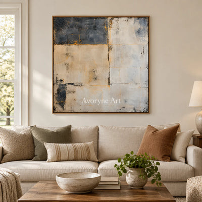 Quiet Masonry: Minimalist Beige Abstract Wall Art — villa wood