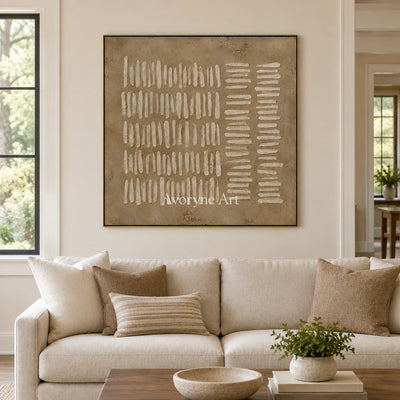 Woven Notation: Minimalist Beige Relief Wall Art — living gold