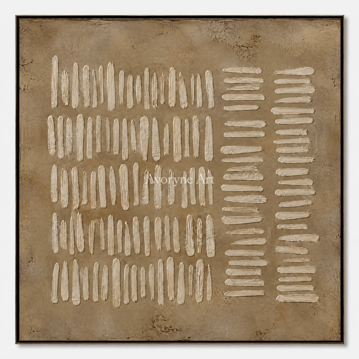 Woven Notation: Minimalist Beige Relief Wall Art — primary
