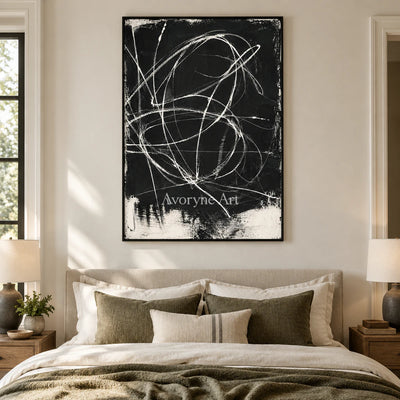 Chalk Constellation: Minimalist Black Line Wall Art — bedroom black
