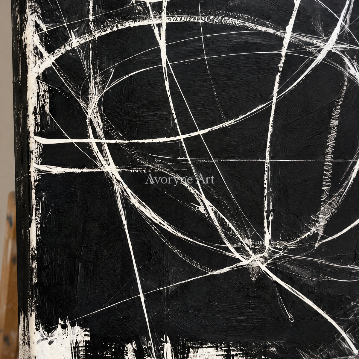 Chalk Constellation: Minimalist Black Line Wall Art — detail easel
