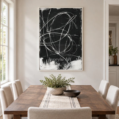 Chalk Constellation: Minimalist Black Line Wall Art — dining white