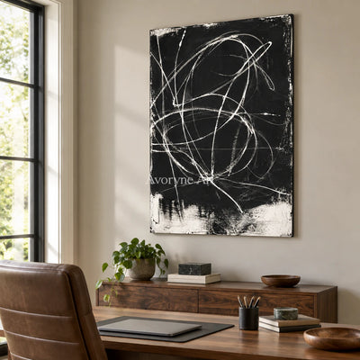 Chalk Constellation: Minimalist Black Line Wall Art — office frameless
