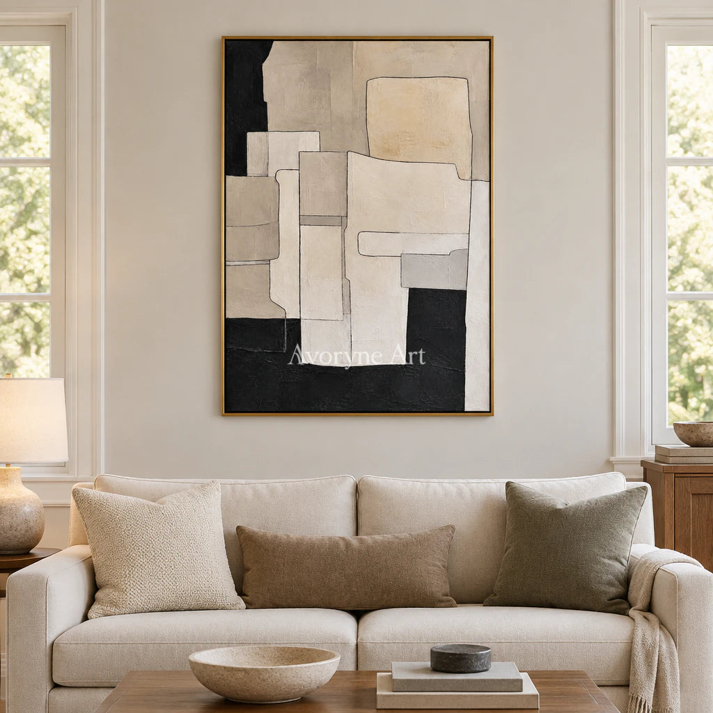 Ivory Assembly: Minimalist Block Abstract Wall Art — living gold