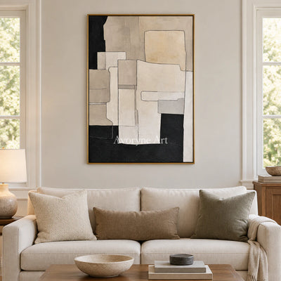 Ivory Assembly: Minimalist Block Abstract Wall Art — living gold