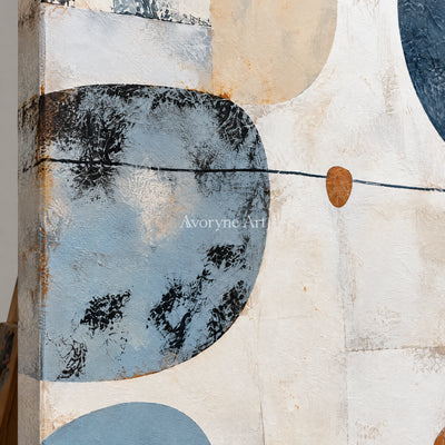 Soft Geometry: Minimalist Blue Abstract Wall Art — detail easel