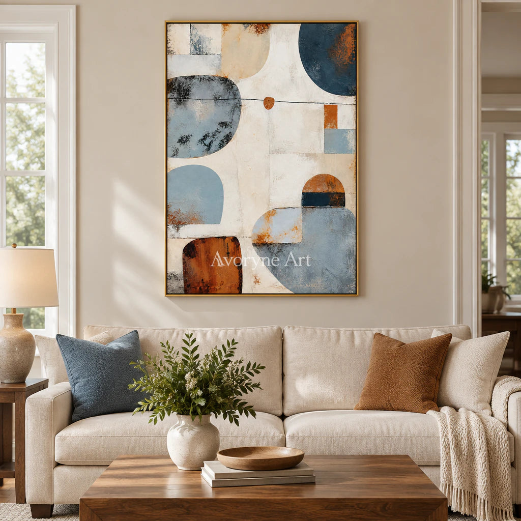 Soft Geometry: Minimalist Blue Abstract Wall Art — living gold