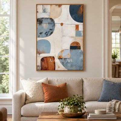 Soft Geometry: Minimalist Blue Abstract Wall Art — villa wood