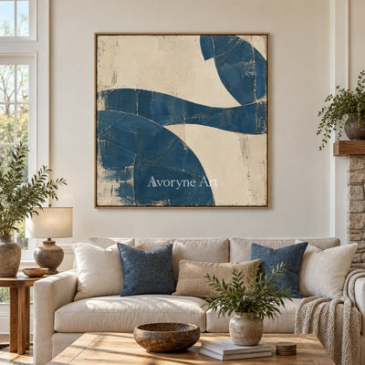 Indigo Interval: Minimalist Blue Abstract Wall Art — villa wood