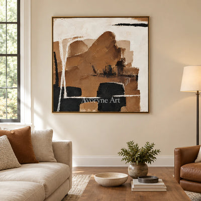 Umber Assembly: Minimalist Brown Abstract Wall Art — living gold