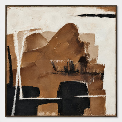 Umber Assembly: Minimalist Brown Abstract Wall Art — primary