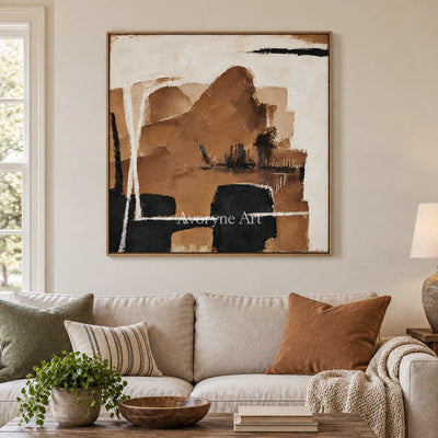 Umber Assembly: Minimalist Brown Abstract Wall Art — villa wood